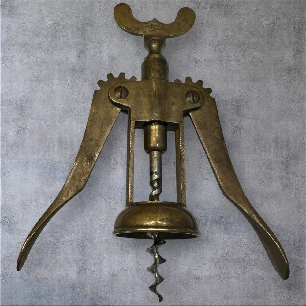 Vtg Italian Brass Wing Corkscrew Wine Bottle‎ Opener-Made Italy-Mid Century Bar